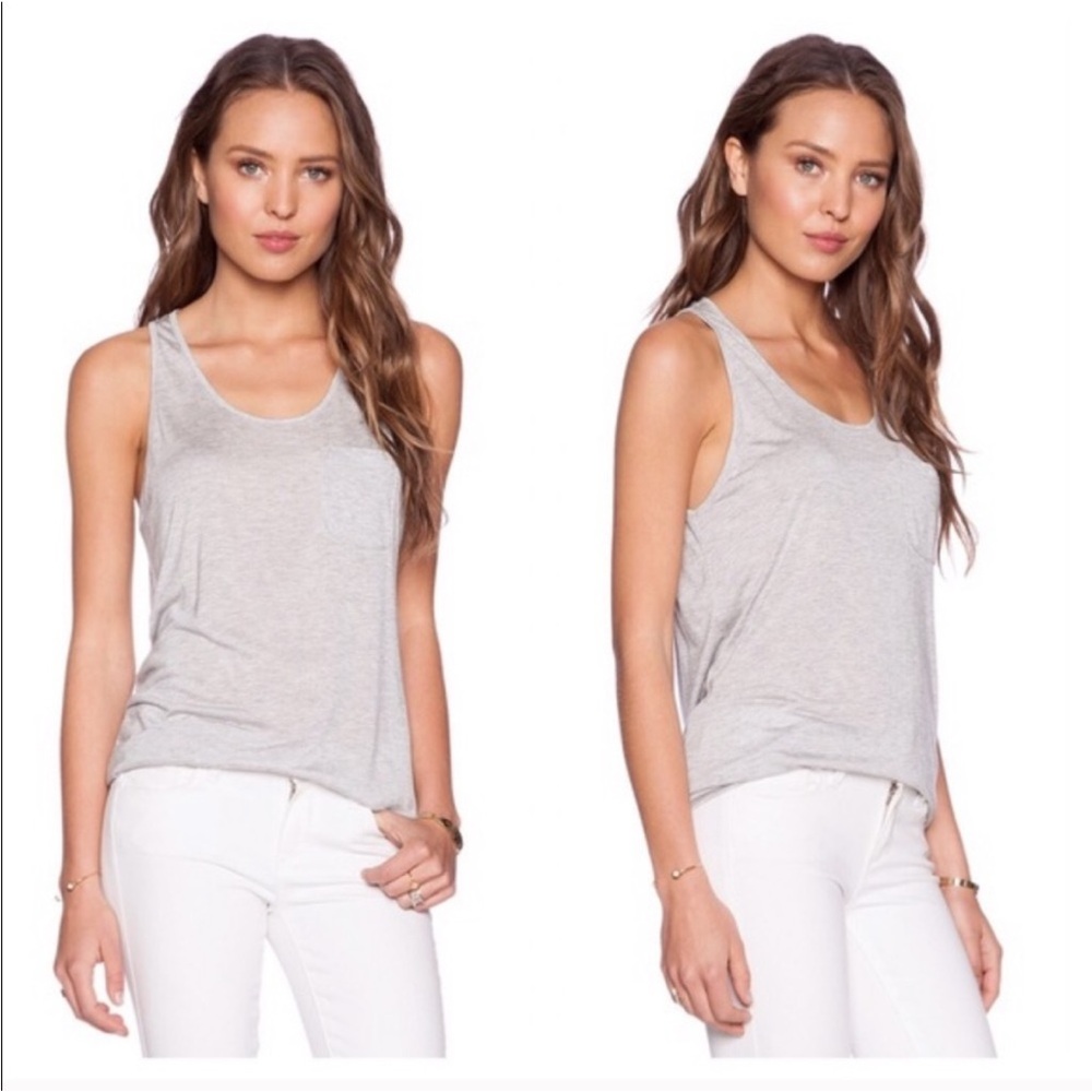 Lanston Pocket Racerback Tank Heather Gray S Revolve